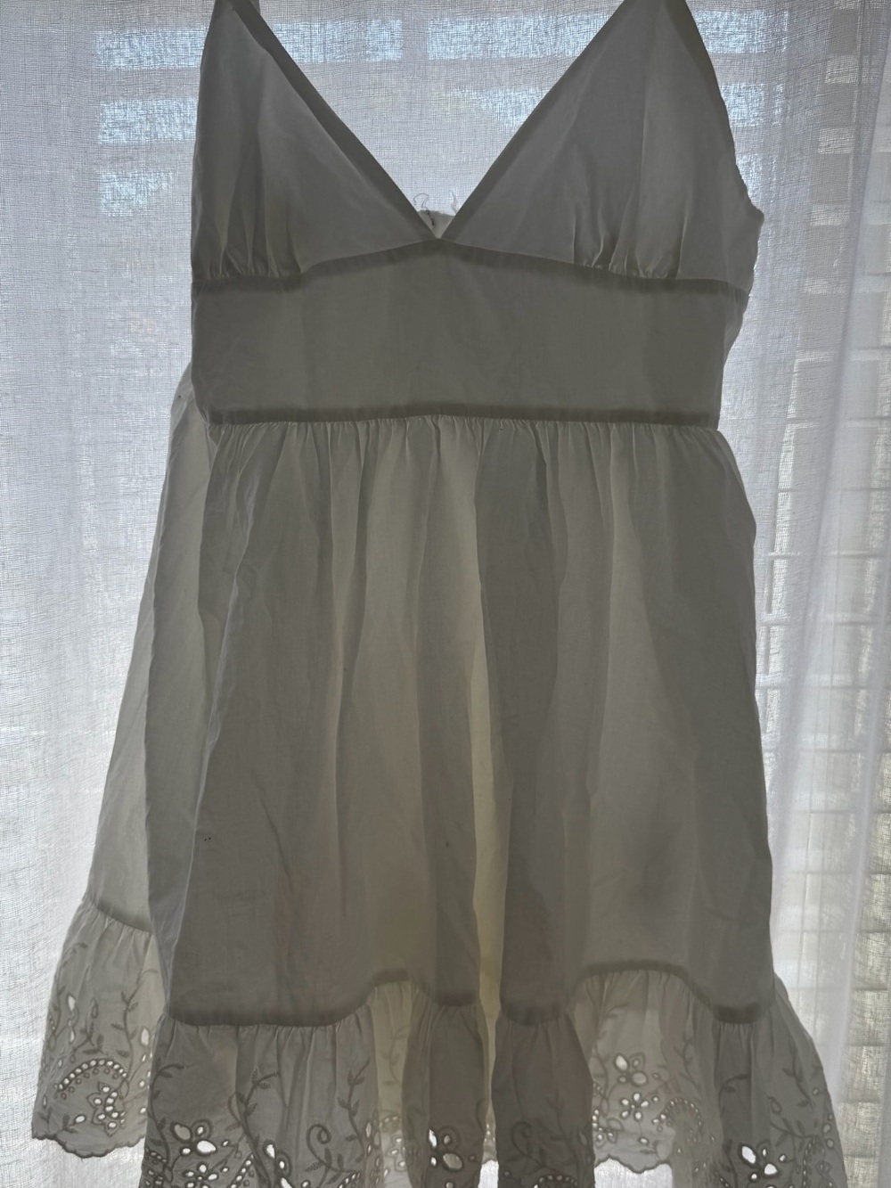 Zara White Eyelet-Hem Mini Dress